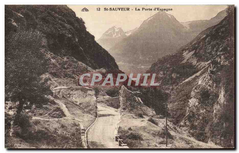 St-Sauveur - La Porte d'Espagne — vue du col entre montagnes, éditeur C. Allez (St-Sauveur)
