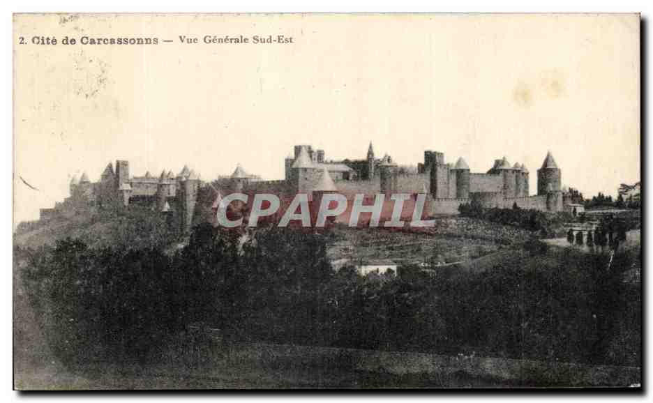 Cité de Carcassonne — Vue Générale Sud-Est — Impr. Phot. Henri Bajon & Cie, Toulouse