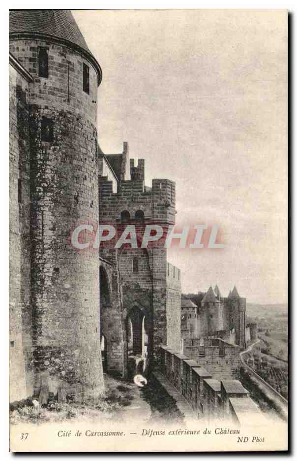 CPA Cite De Carcassonne Defense exterieure du Chateau