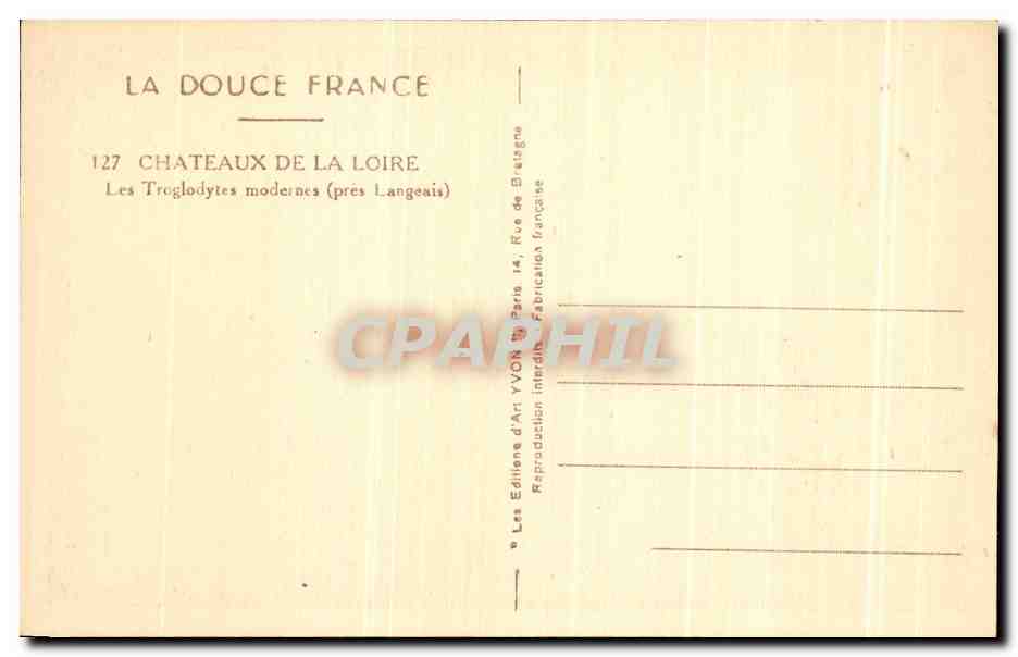CPA Chateaux De La Loire Les Troglodyles modernes pres Langeais — Rückseite