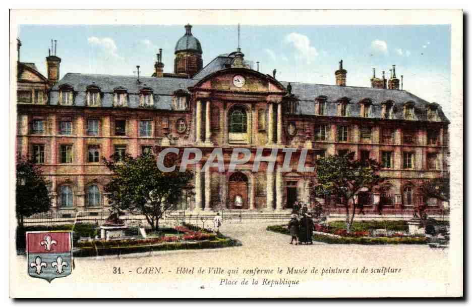 CPA Caen Hotel de Ville Musee de Peinture et de sculpture