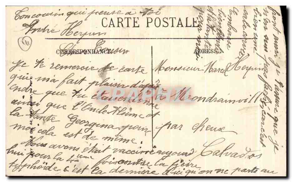 CPA Caen Le Pont du Chateau et l'Eglise et Pierre — Verso