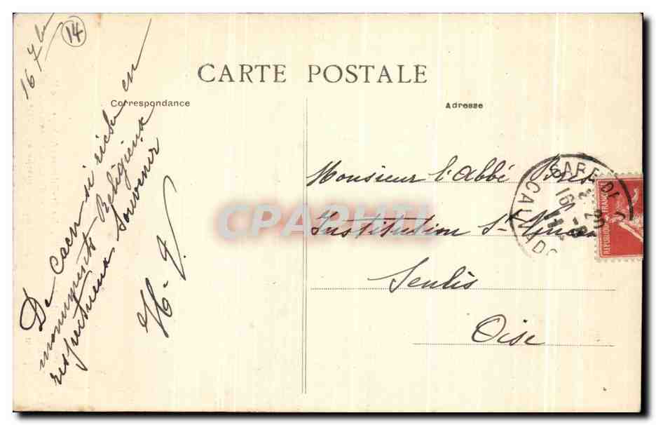 CPA Caen Interieur de l'Eglise St Etienne Abbaye aux Hommes La Bef et le Choeur Vue prise des Galeries du Choeur — Rückseite