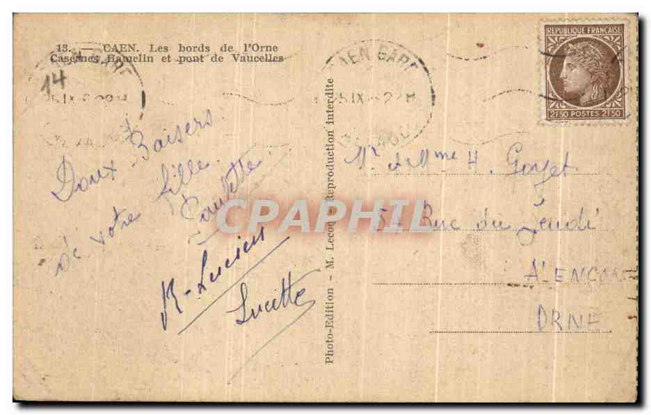 CPA Caen Les bords de l'Orne casemes Hamelin et pont de Vaucelles Militaria  — Verso
