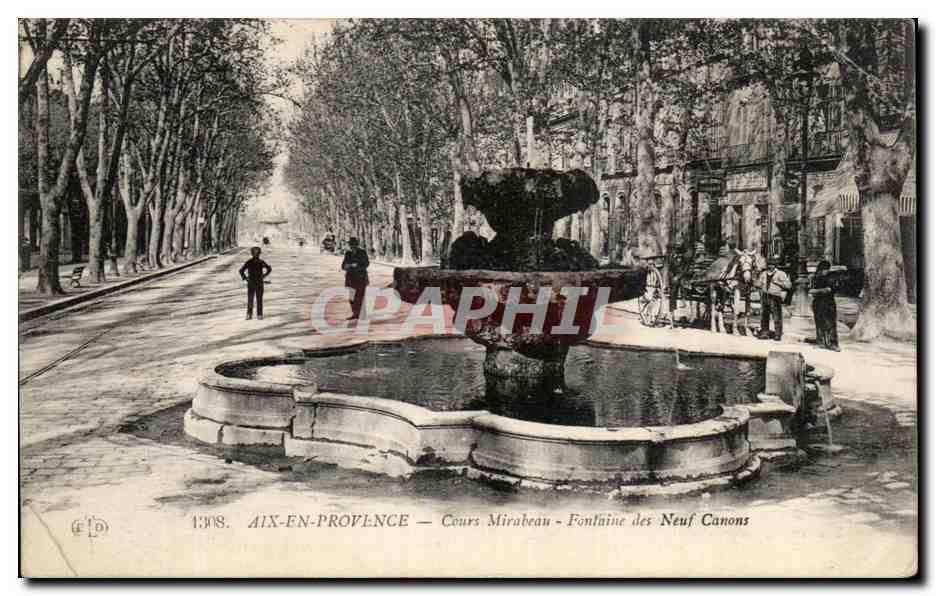 Aix-en-Provence — Cours Mirabeau — Fontaine des Neuf Canons — CPAPHIL