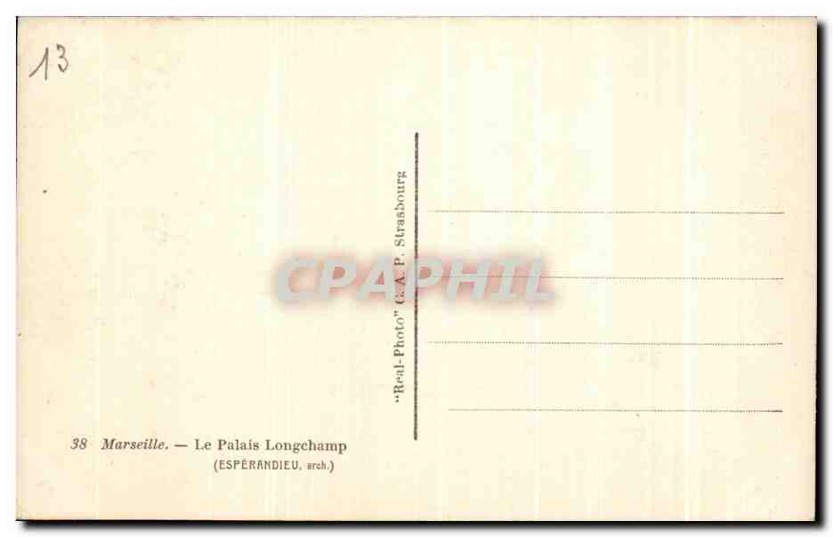 CPA Marseille Le Palais Longehamp — Rückseite