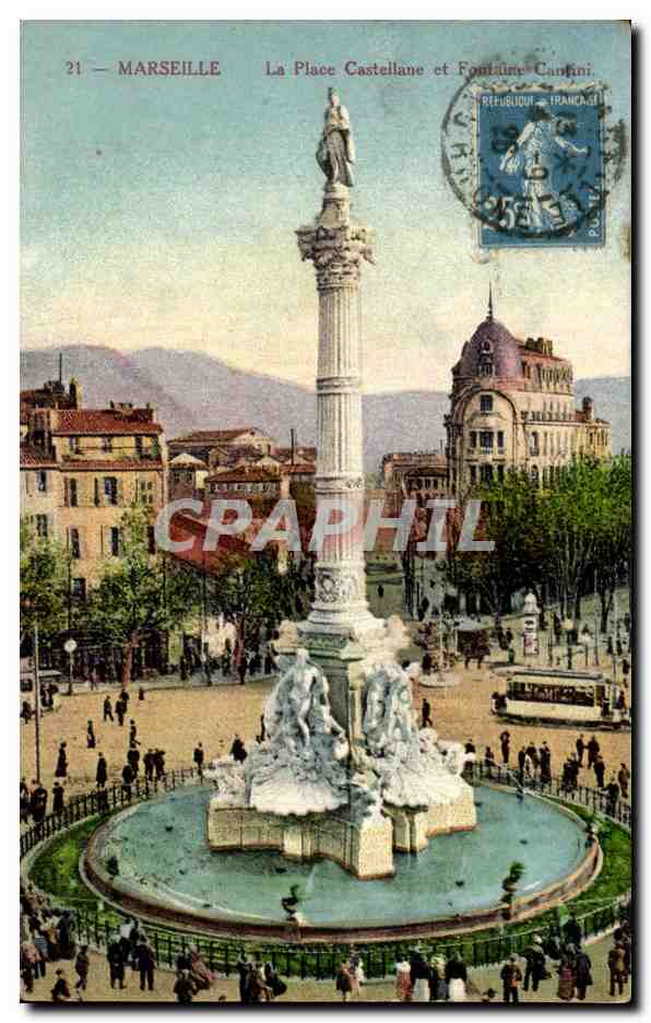 CPA Marseille Le Place Castellane Et Fontaine Cantini