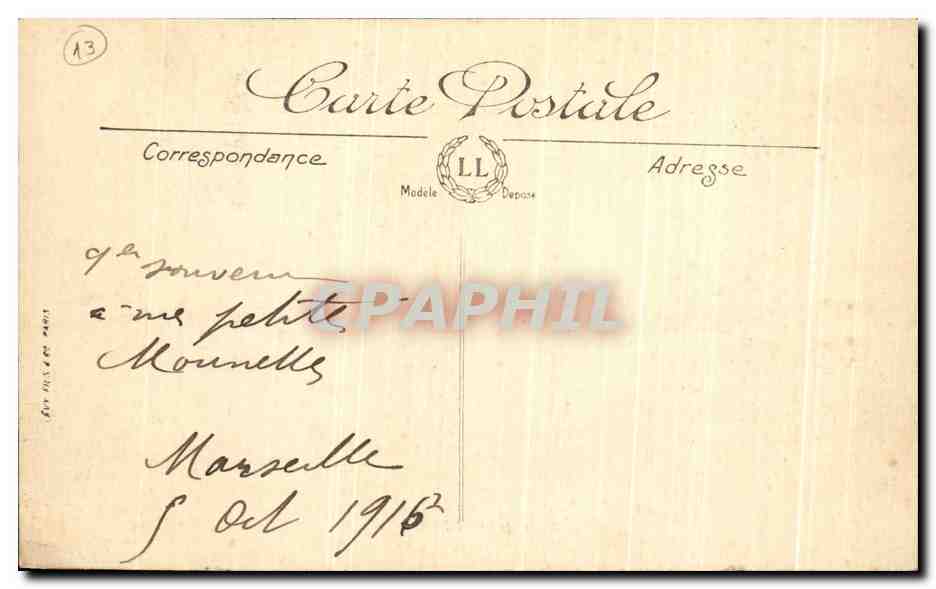 CPA Marseille L'Entree De La Cannebiere Bateaux — Verso