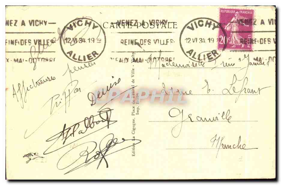 La Orangerie de los Célestins — Vichy — Edición La Cigogne, Vichy — Reverso