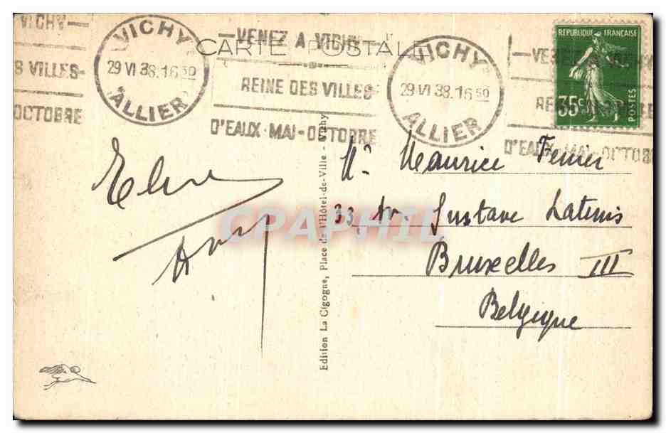 CPA Vichy Chalet De L'Empereur — Verso