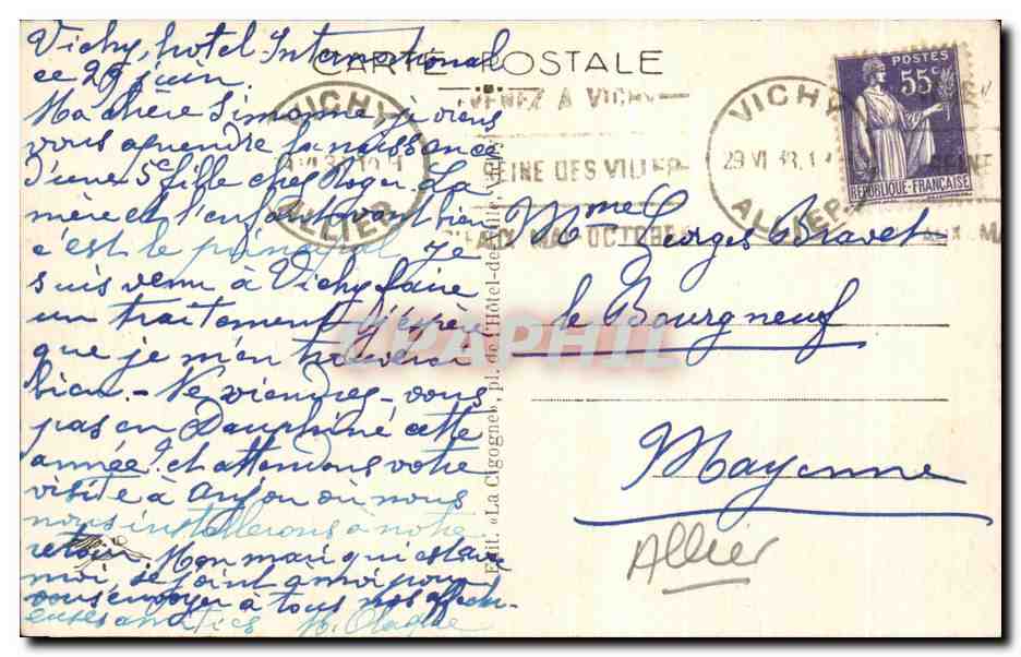 CPA Vichy Le Casino Vu De Cote — Verso