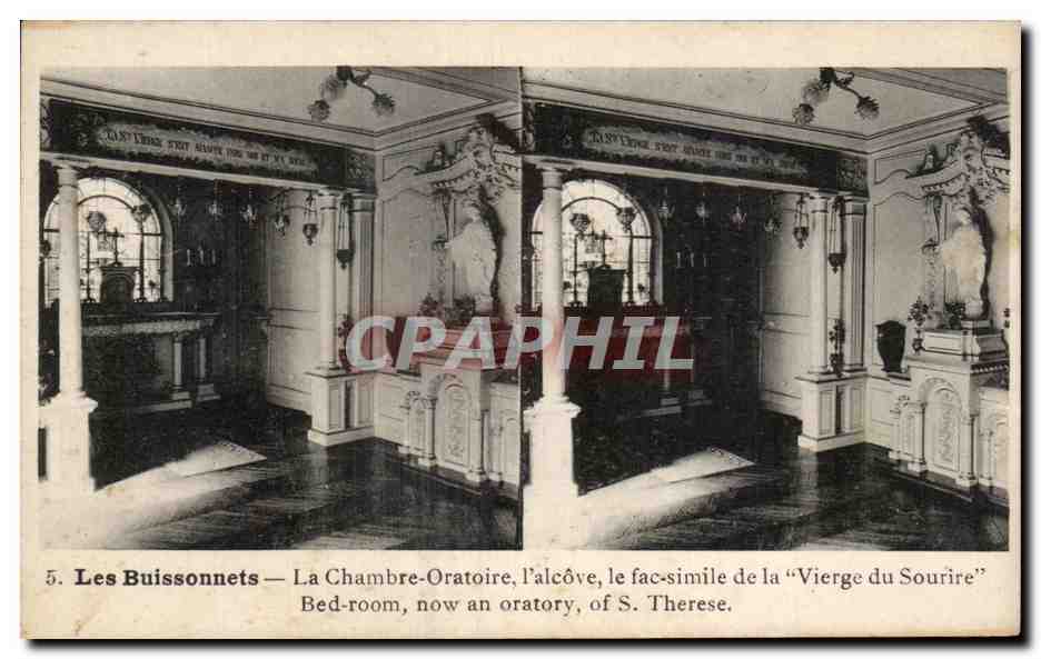 Les Buissonnets — La Chambre-Oratoire, l'alcôve du fac-similé de la Vierge du Sourire