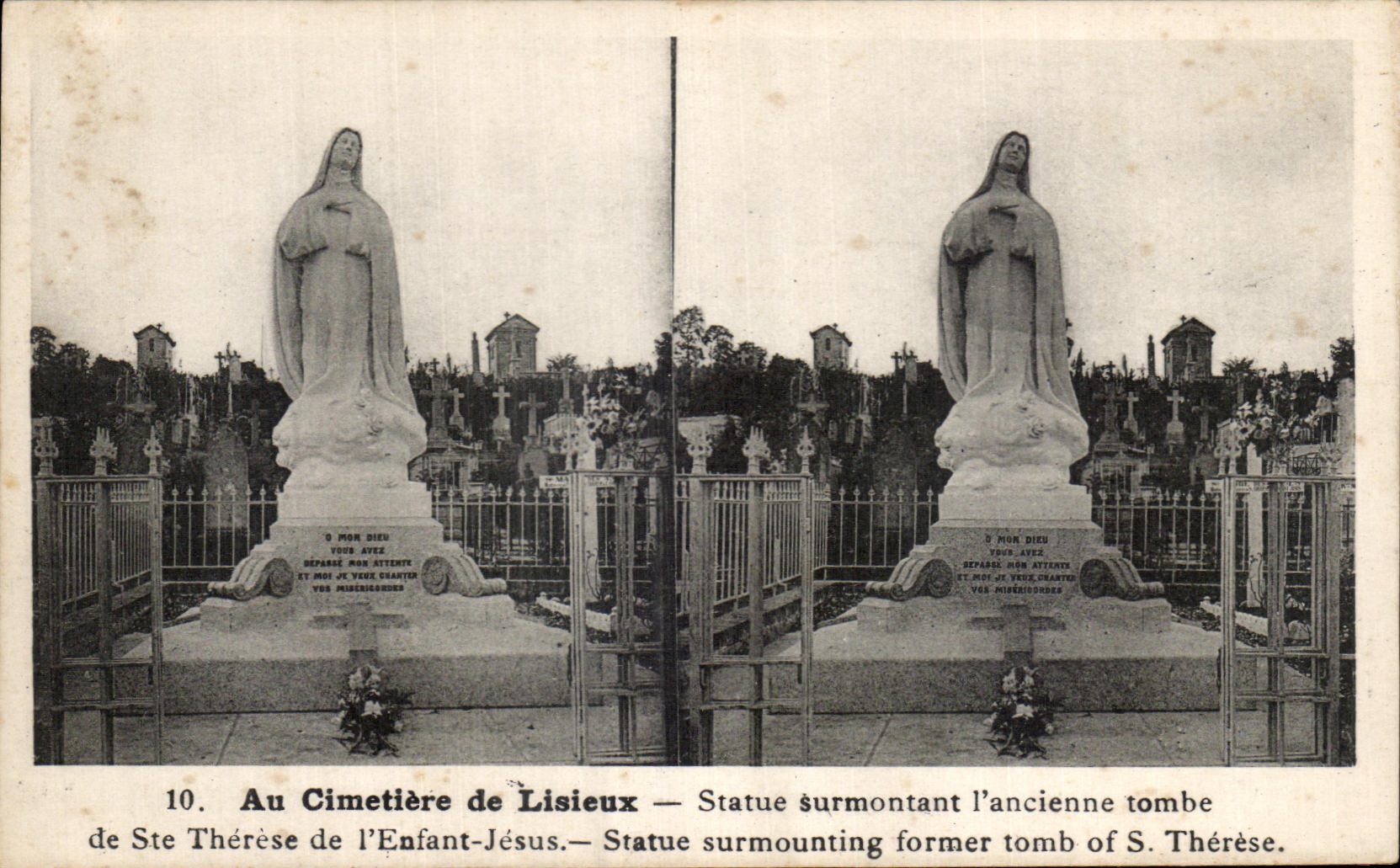 Cimetière de Lisieux — Statue surmontant l'ancienne tombe de Ste Thérèse de l'Enfant-Jésus — Éditeur CPAPHIL, n°10