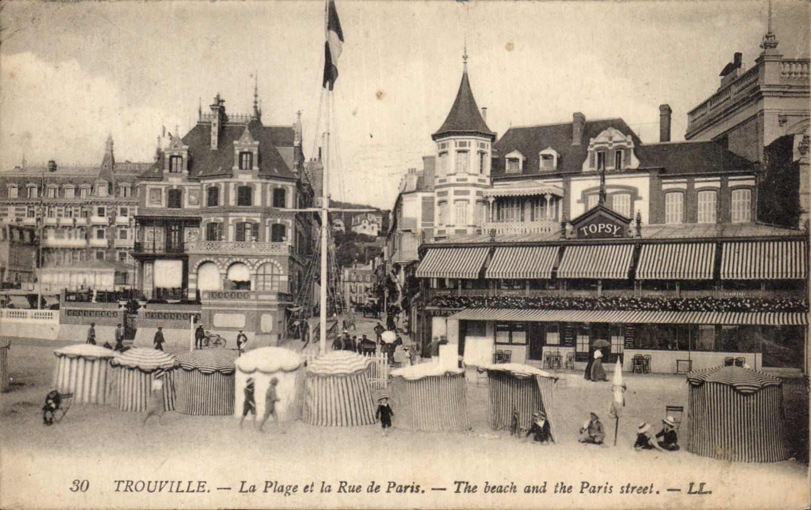 CPA Troucolle La Plage Et La Rue De Paris Topsy