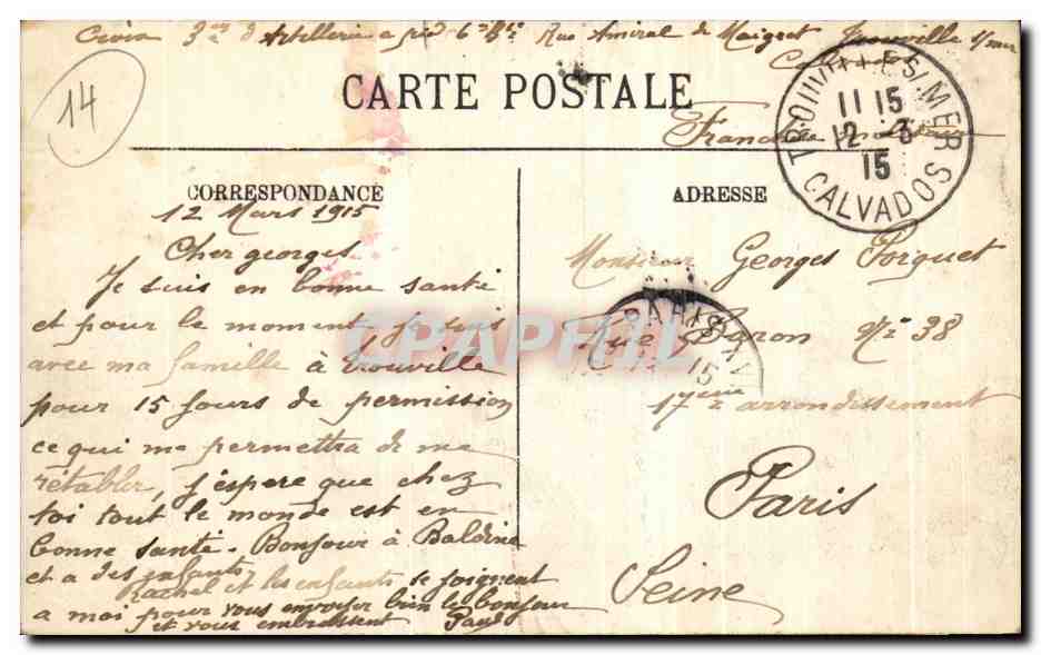 Trouville — Vue générale — Édition des Galeries de Trouville, n° 175 — Verso