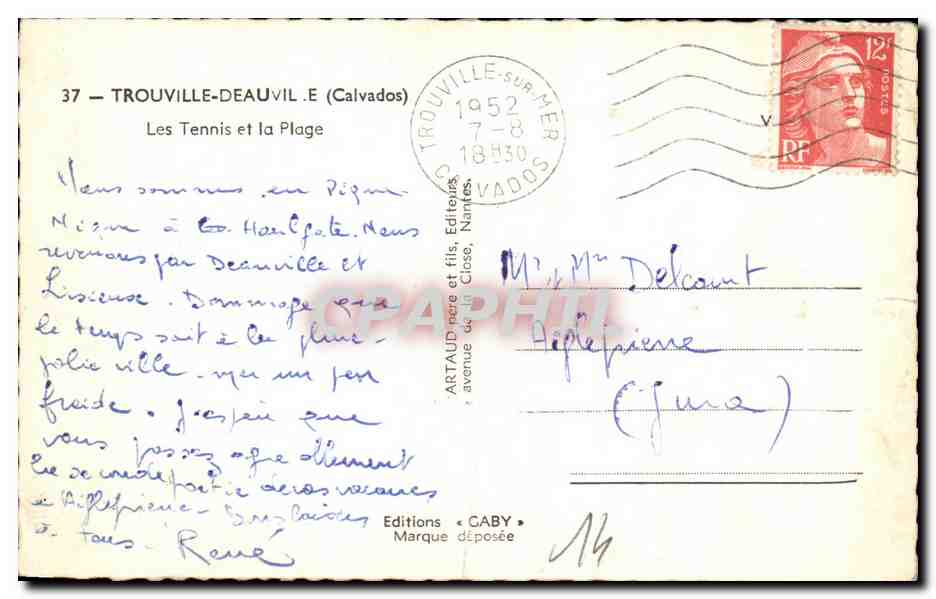 CPA Troucolle Deauville Les Tennis Et La Plage — Verso