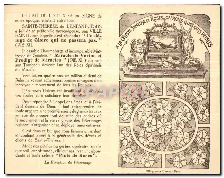 Sainte Thérèse de l'Enfant-Jésus in Lisieux — Subscription for the Construction of the Basilica — Pilgrimage Office, Paris — Back