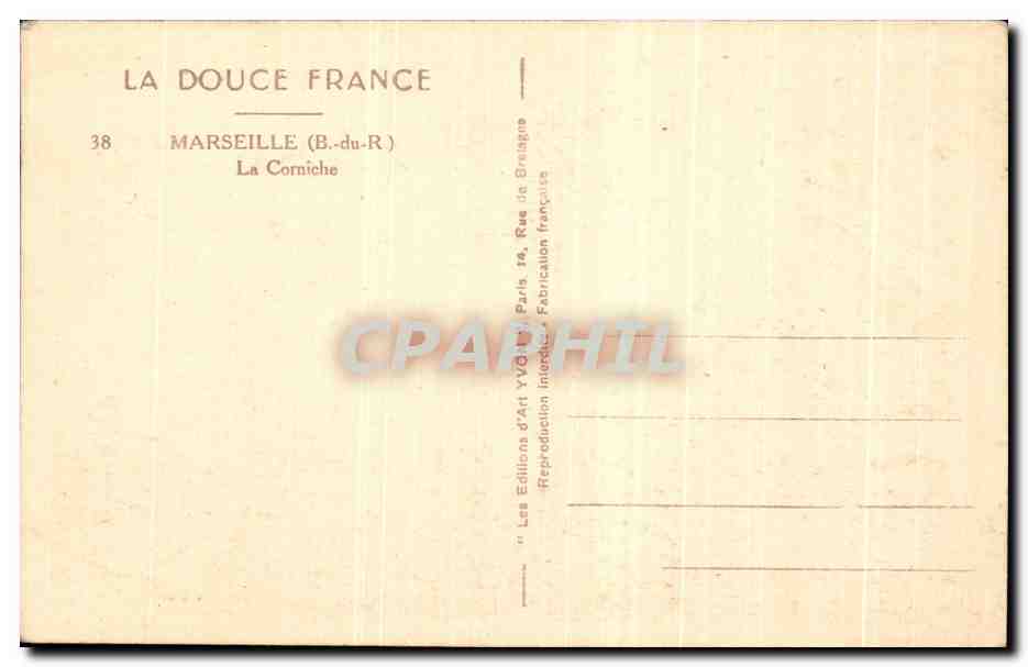 CPA Marseille La Corniche — Rückseite