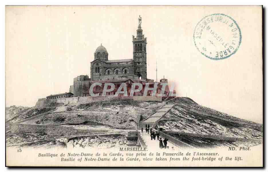 CPA Marseille Basilique de Notre Dame de la Garde Vue Prise de la Passerelle de la Garde 