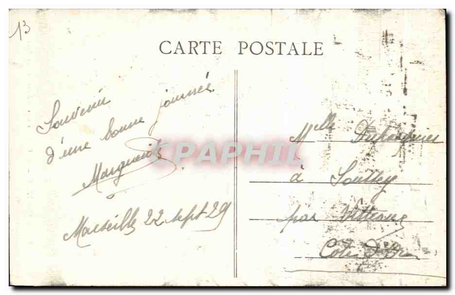 CPA Marseille De la Garde a Travers les pins  — Verso