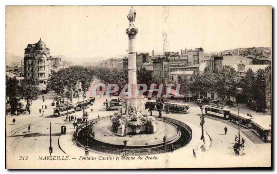 CPA Marseille Fontaine Cantin et avenue du Prado