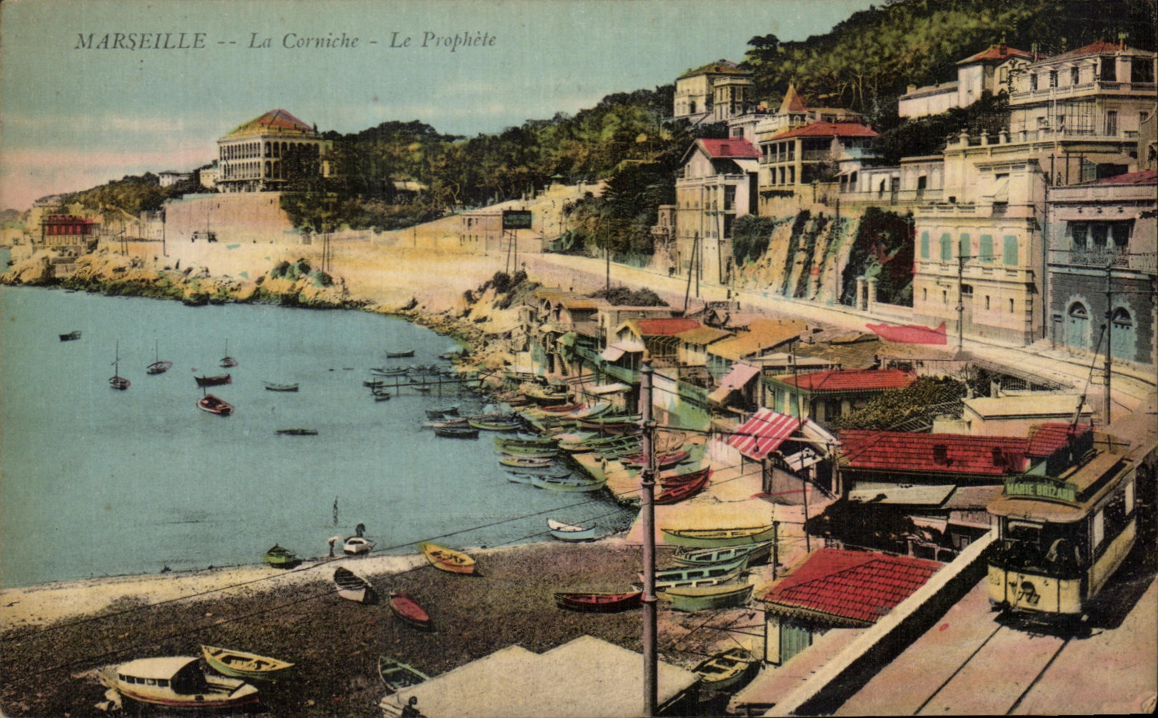 CPA Marseille La Corniche Le Prophete Tramway Marie Brizard