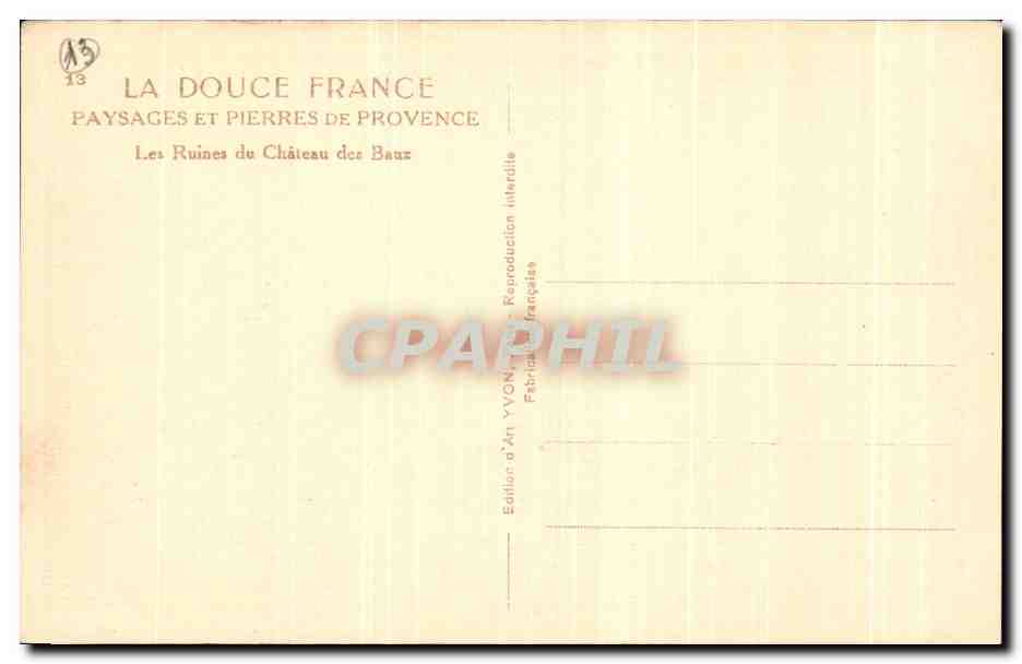 Les Ruines du Château des Baux — Provence — Édition d'Art YVON — Verso