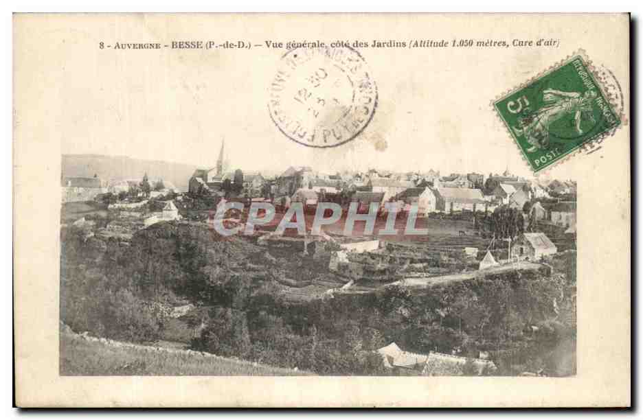 CPA L'Auvergne Besse Vue Generale cote des Jardins 