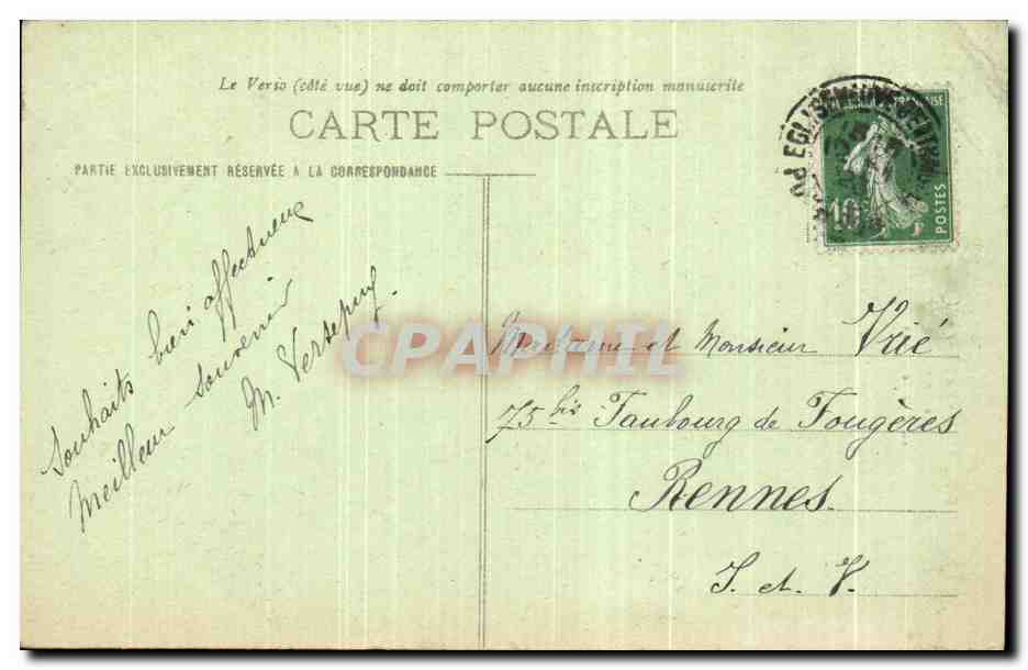 ÉGLISENUEVE-d'ENTRAIGUES — La Cascade du Bois-de-Chaux — Éditeur J. Houssy, n° 104 — Rückseite
