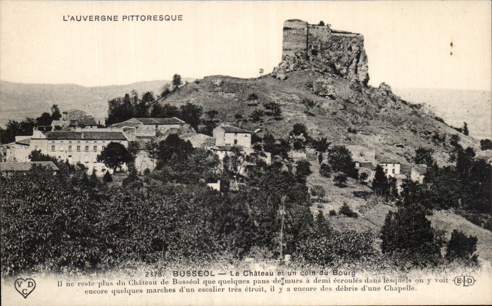 Busséol — Le Château et un coin du Bourg — Éditeur E.D. n° 2378