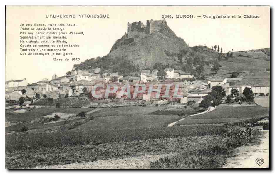 CPA L'Auvergne Pittoresque Buron vue generale et le Chateau 
