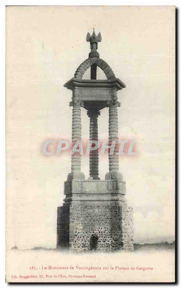 Le Monument de Vercingétorix sur le Plateau de Gergovie — Lib. Bouglé-Béal, 31, Rue de l'Écu, Clermont-Ferrand