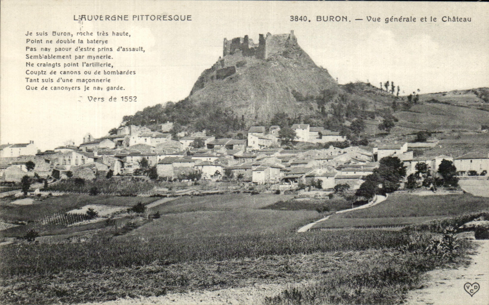 Buron — Vue générale et le Château — L'Auvergne pittoresque