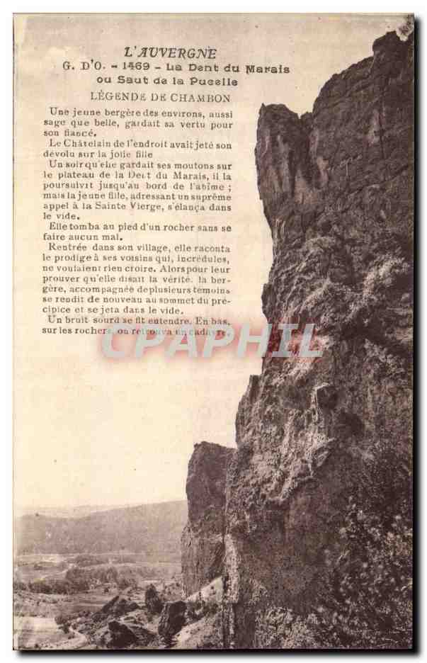 L'Auvergne — La Dent du Marais ou Saut de la Pucelle — légende de Chambon — J. Gouttefangues, Olliergues (P.-de-D.)