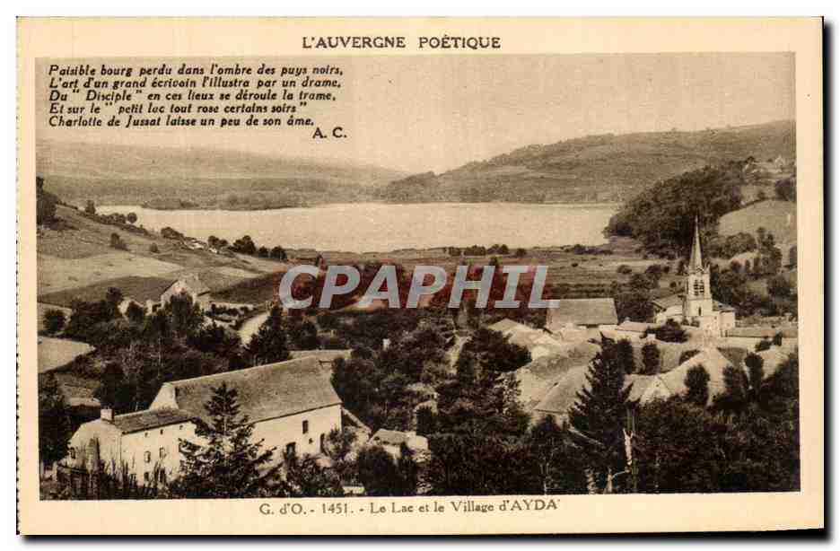 Le Lac et le Village d'Ayda — L'Auvergne Poétique — G. d'O. - 1451