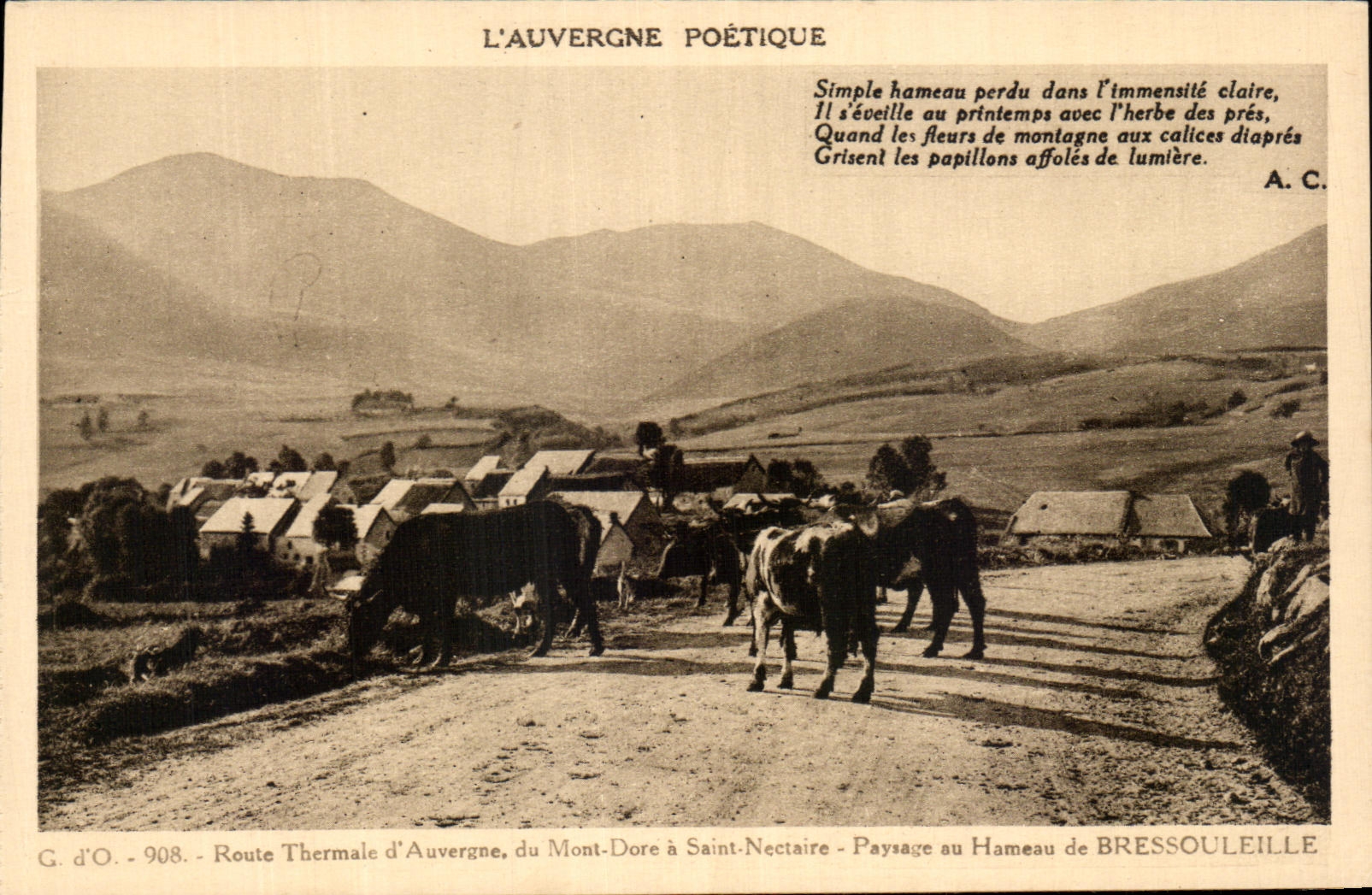 Paysage au Hameau de Bressouleille — Route Thermale d'Auvergne, du Mont-Dore à Saint-Nectaire — G. d'O. - 908