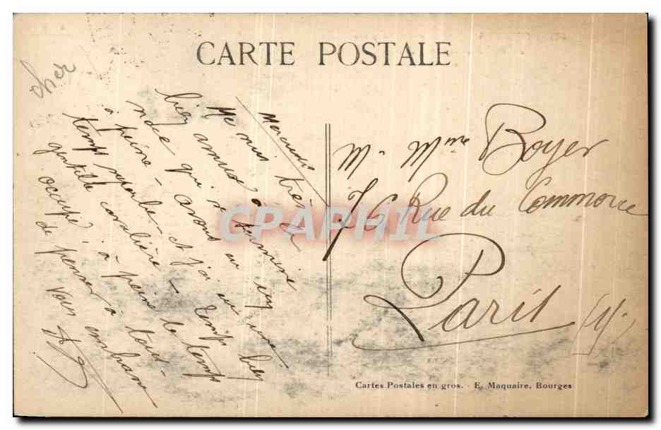 CPA Bourges Vue centrale prise du Palais Jacques Coeur — Rückseite