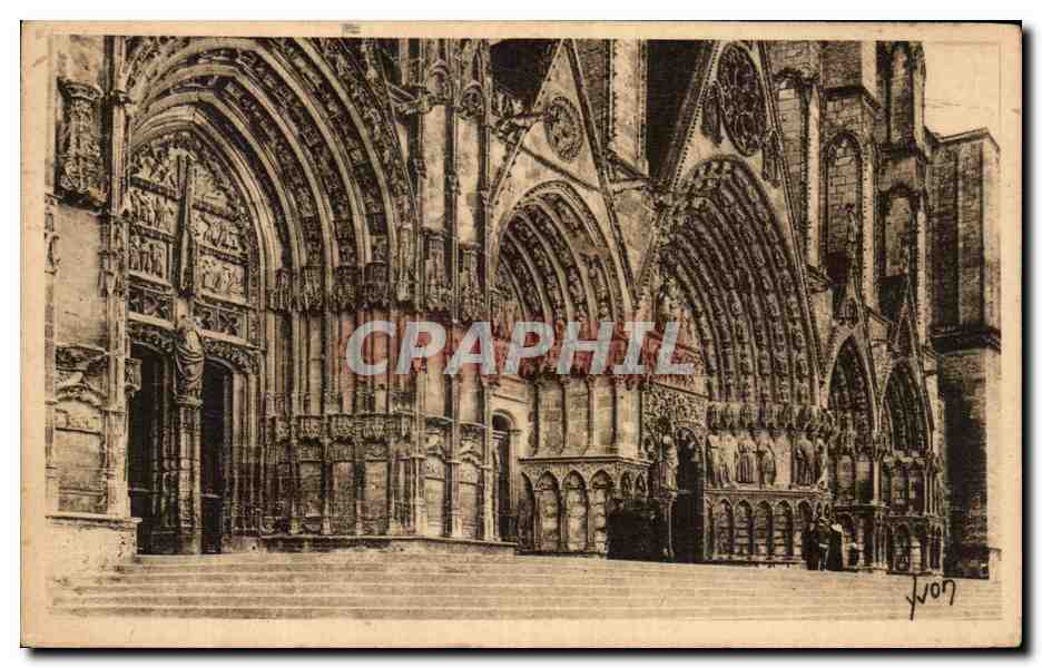 CPA Bourges La Cathedrale Detail de la Facade