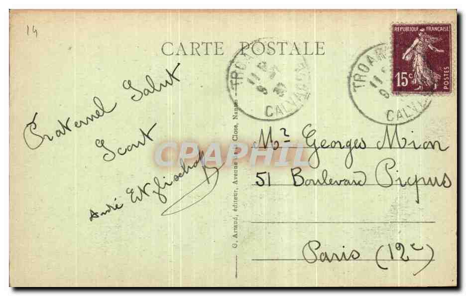 Deauville, 'La Plage Fleurie' — Le Normandy Hôtel — G. Arraud, n° 105 — Verso