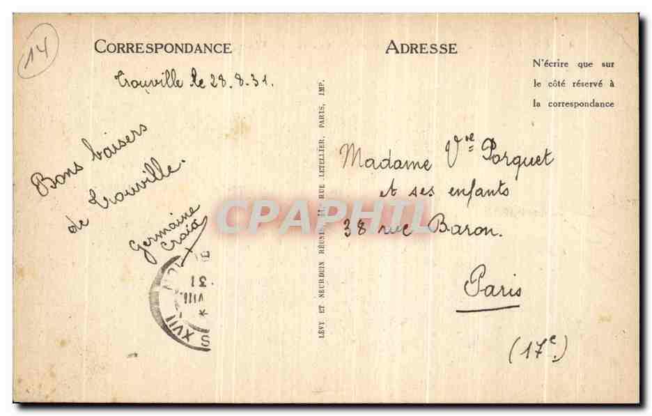 Deauville, la Plage Fleurie — Le Casino (G. Wybo, architecte) — L.L. — Verso