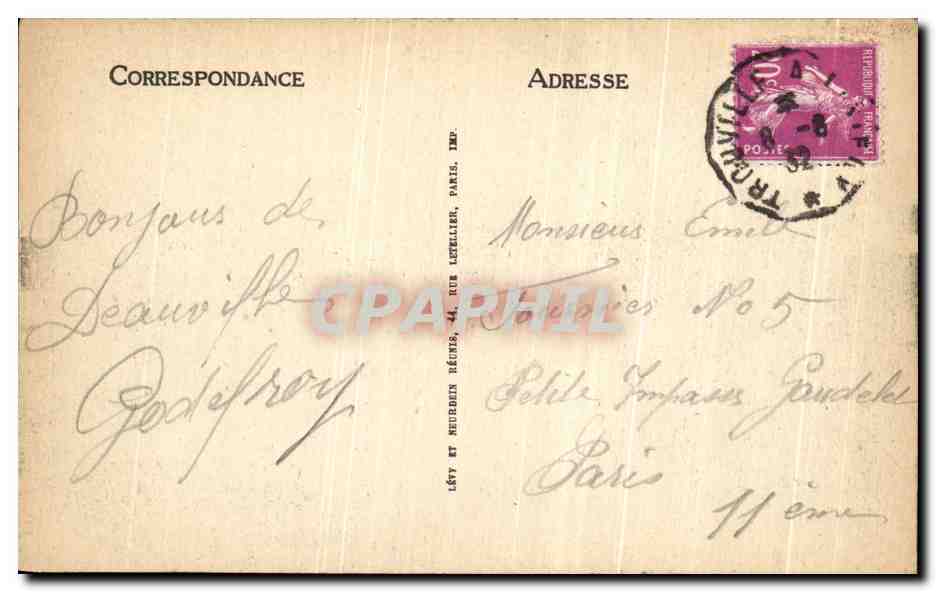 CPA Deauville La Plage Fleurie Le Yachting club Et Le Chemin des Planches — Rückseite