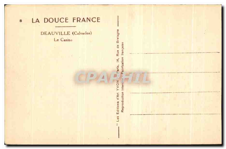 Deauville (Calvados) — Das Casino — YVON Art Editions, Paris — Rückseite