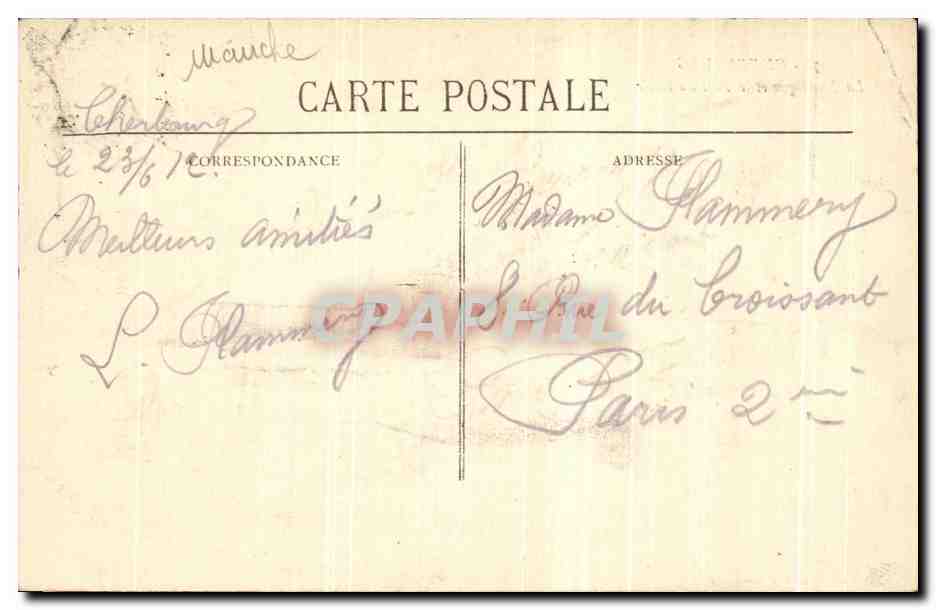 CPA Cherbourg la Montagne et le Fort du Roule  — Verso