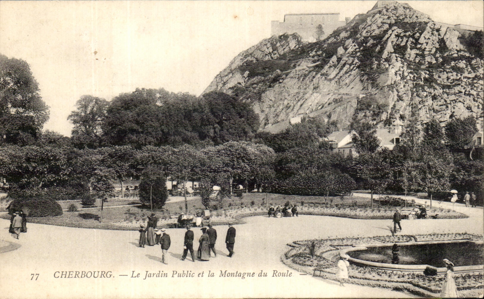 Cherbourg — Le Jardin Public et la Montagne du Roule — éditeur non visible, n° 77