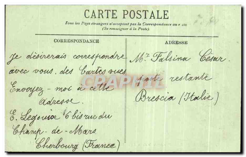 CPA Cherbourg Vue generale de la Ville et de la Rade prise de la Montagne du Roule Bateaux — Rückseite