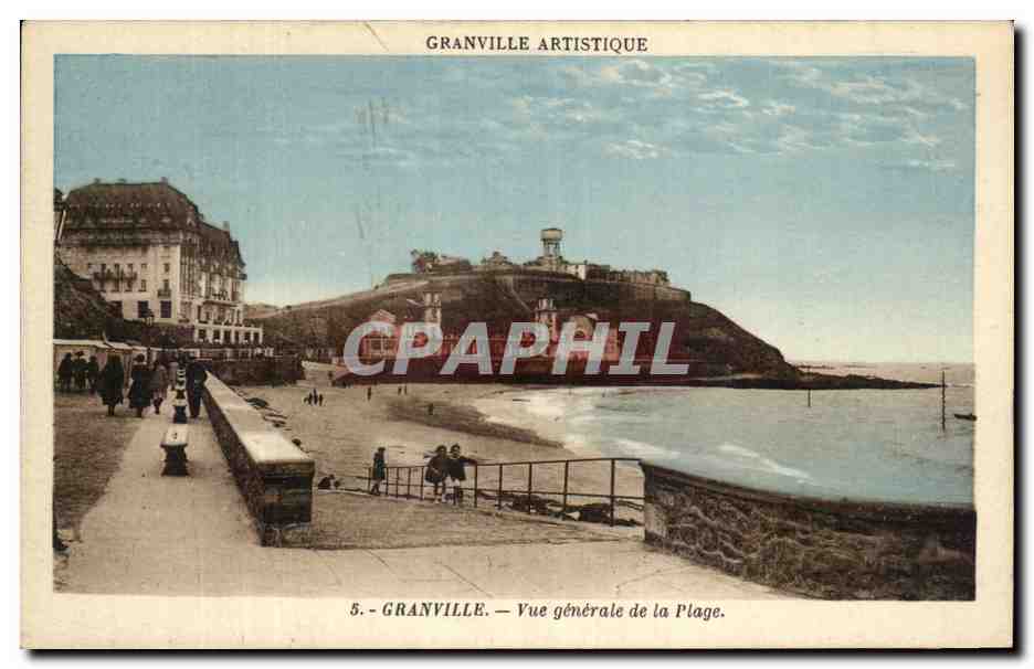 Granville Artistique — Vue générale de la Plage — Édition E. Lecoq, Granville, n°5