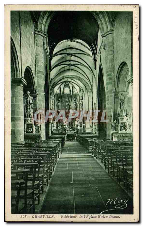 Granville — Intérieur de l'Église Notre-Dame — Édition A. Besnard, n° 505