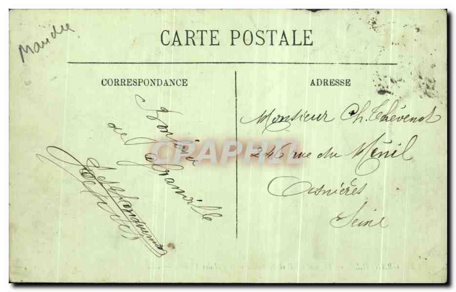 Tarjeta postal antigua Granville Hospital Civil y Militar y Val des Fleurs — Reverso