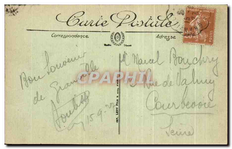CPA Granville Le Casino vu du Plat Gousset — Verso