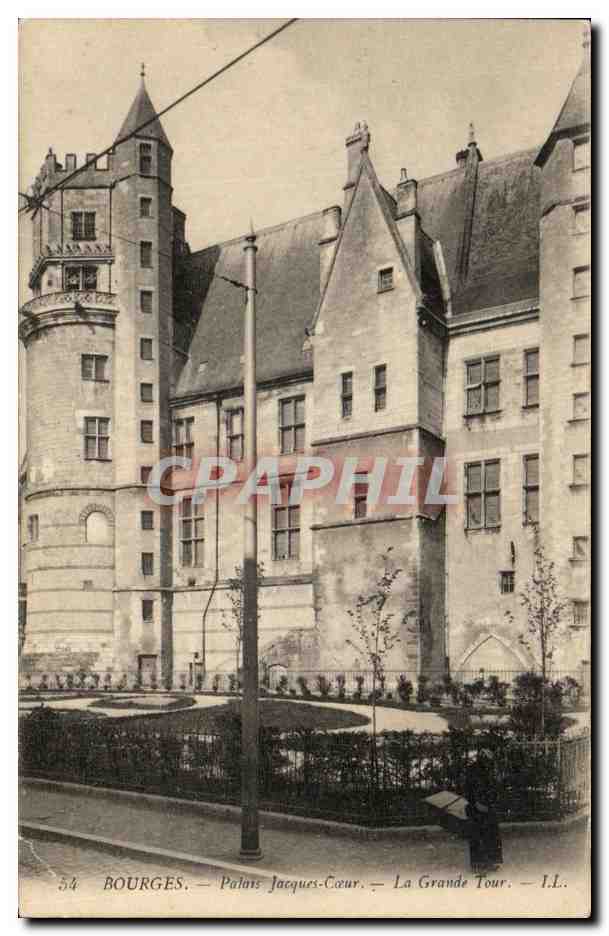 Antike Ansichtskarte Bourges Palast von Jacques Coeur Die Große Turm